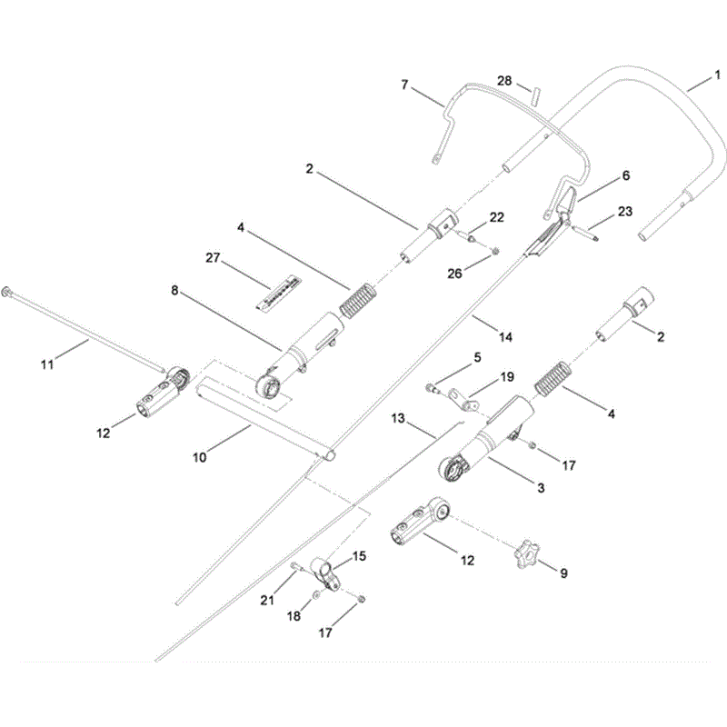 Hayter R53 Recycling Lawnmower (448F311000001 - 448F311999999) Parts Diagram, Upper Handle Assembly