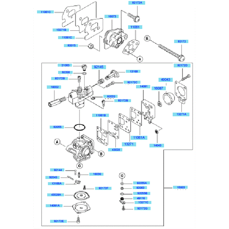 Kawasaki KBH27A  (HA027G-AS50) Parts Diagram, Carburetor