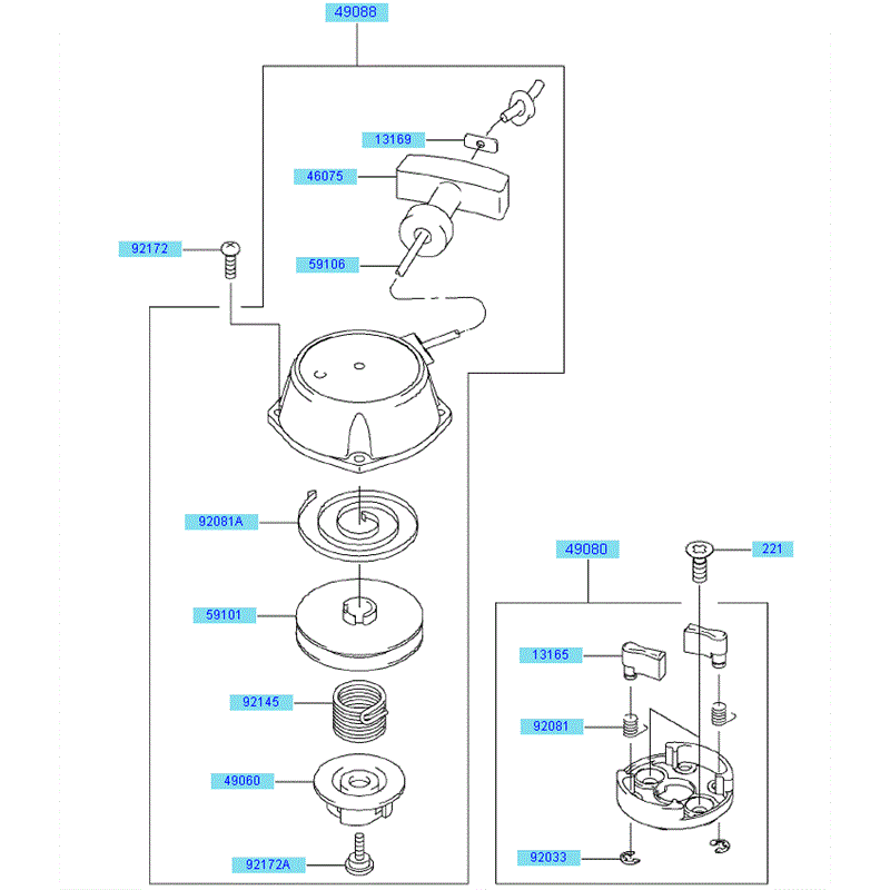 Kawasaki KHD600B (HB600B-AS51) Parts Diagram, Starter