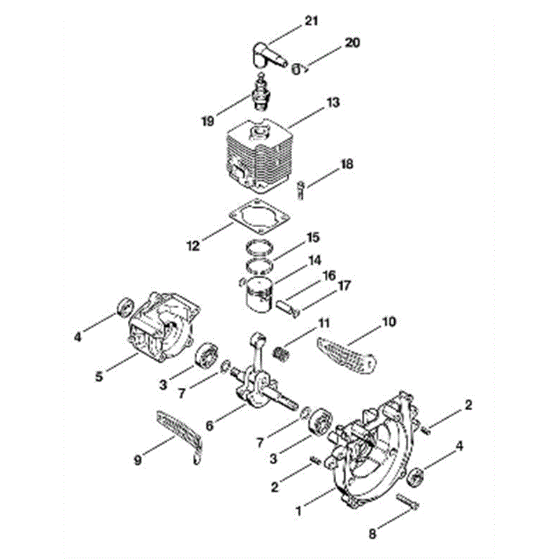 Stihl FS 62 Brushcutter (FS62R) Parts Diagram, A-Crankcase, Cylinder