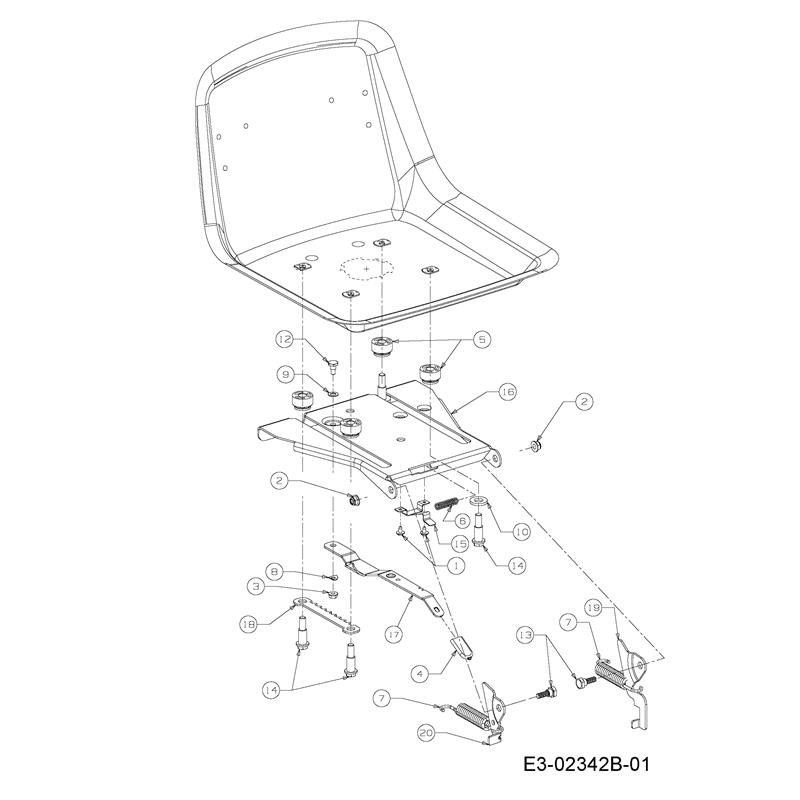 Oleo-Mac KROSSER PLUS 105-22 H (KROSSER  PLUS 105-22 H) Parts Diagram, Seat support