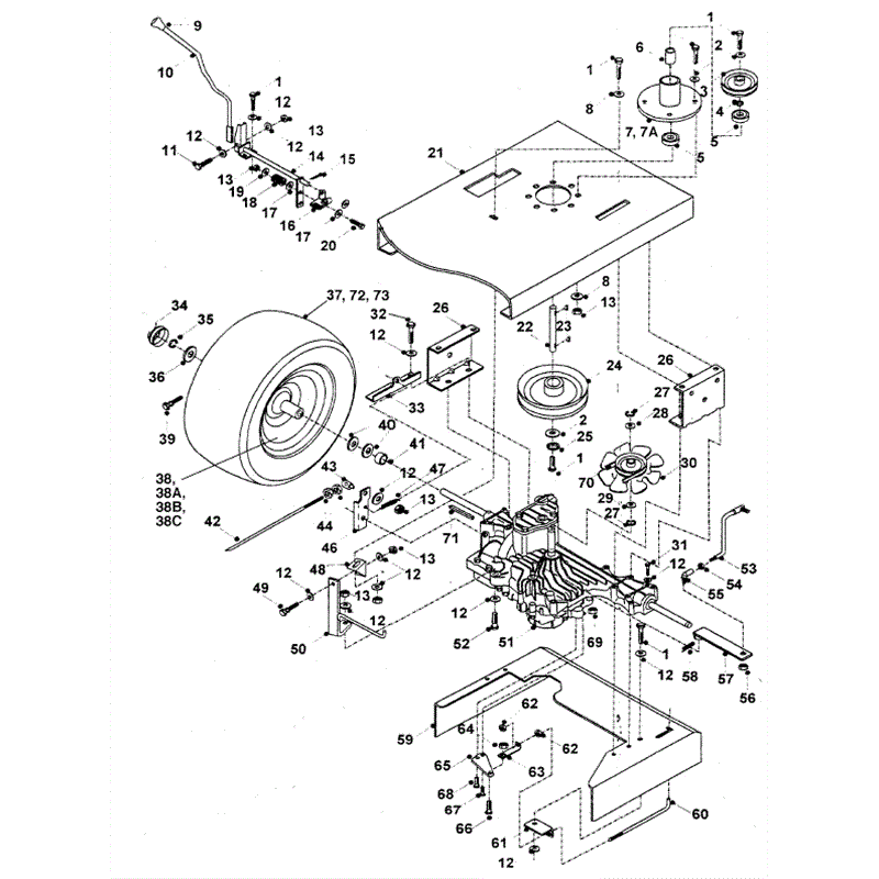 Hayter 15/38 (155N) Parts Diagram, Tuff Torq. Hyd. Trans