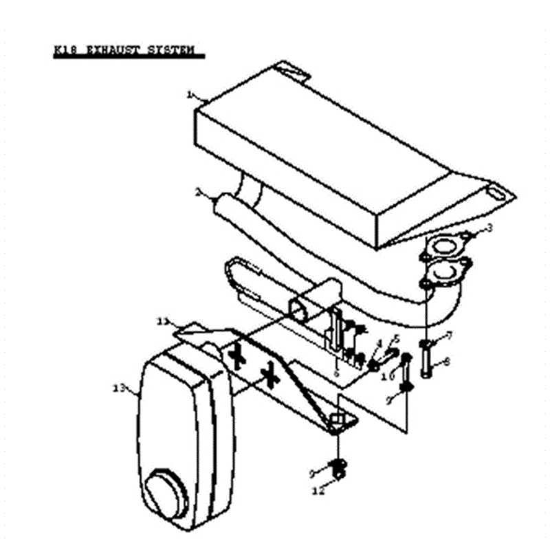 Countax K Series Lawn Tractor 1991-1992 (1991-1992) Parts Diagram, K18 Exhaust System