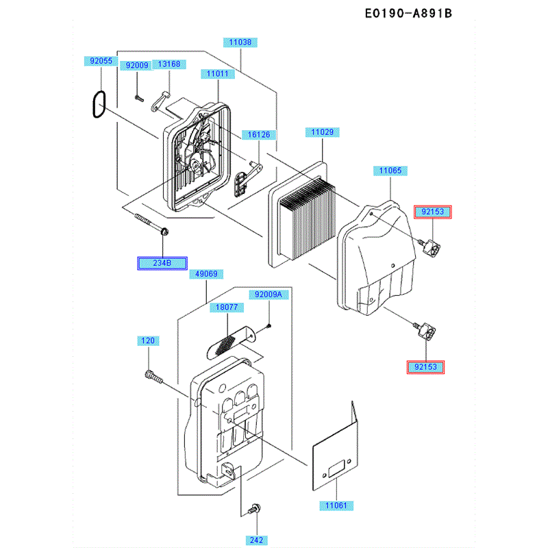 Kawasaki KRB750B (HG750A-AS50) Parts Diagram, Air Filter - Muffler