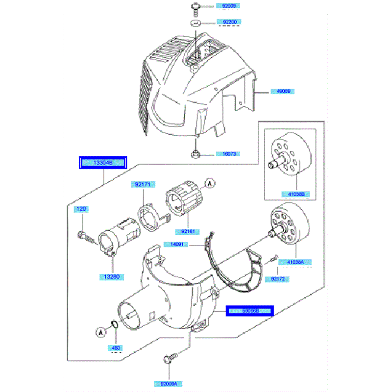 Kawasaki KBL27A (HA027F-AS51) Parts Diagram, Covers and Clutch