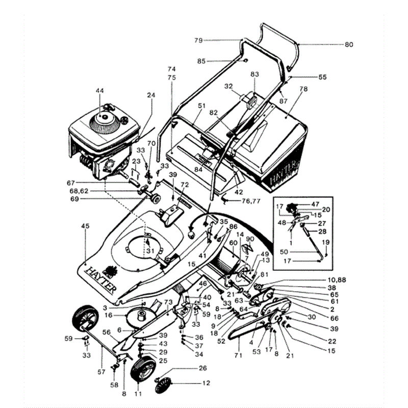 Hayter Harrier 48 (220) Lawnmower (220003010-220008835) Parts Diagram, Mainframe Assembly