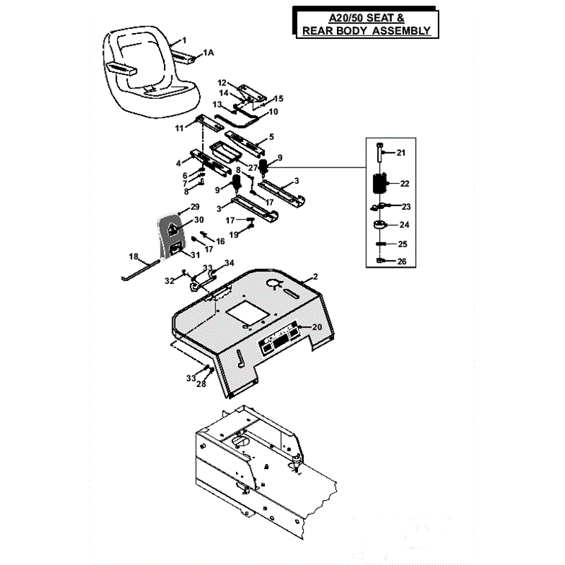 Countax A2050 Lawn Tractor 2007 (2007) Parts Diagram, Seat & Rear Body Assembly