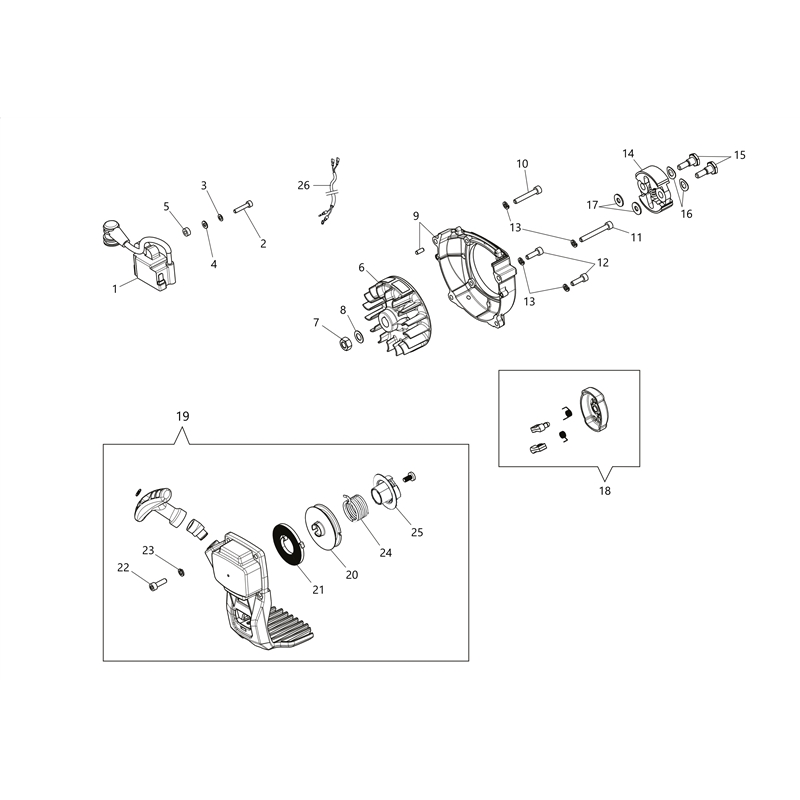 Oleo-Mac BCH 25 T (BCH 25 T) Parts Diagram, Starter assy and clutch