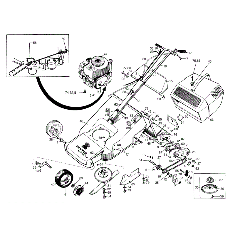 Hayter Harrier 2-19 (216) Lawnmower (216/63076-216/79135) Parts Diagram, PSEI644 Mainframe Assembly