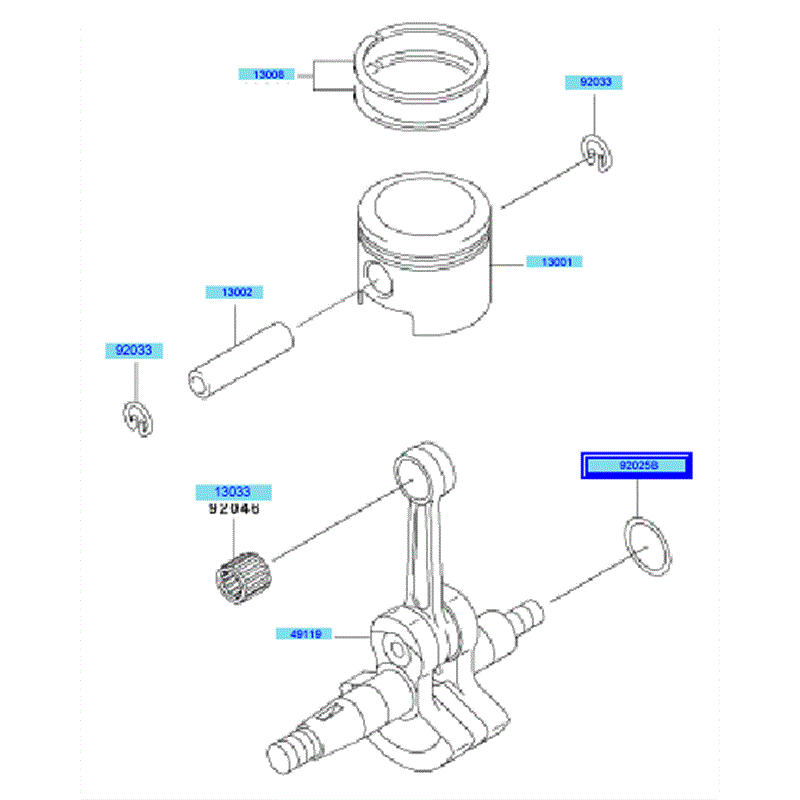 Kawasaki KBH48A  (HA048G-BS50) Parts Diagram, Piston & Crankshaft