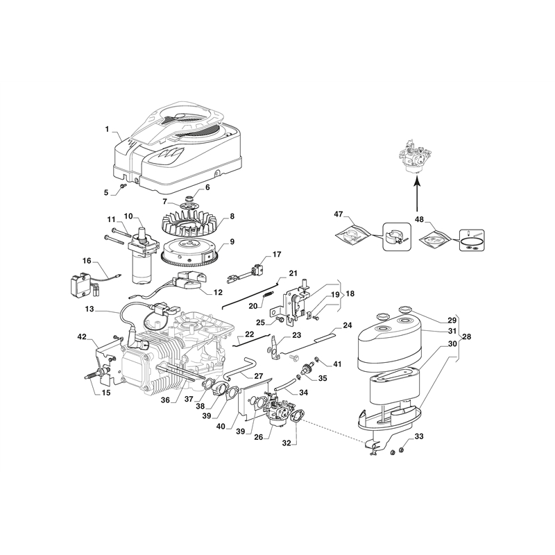 Mountfield MTF 1538H Lawn Tractor (2T2610483-M22 [2022-2023]) Parts Diagram,  Carburettor, Air Cleaner Assy