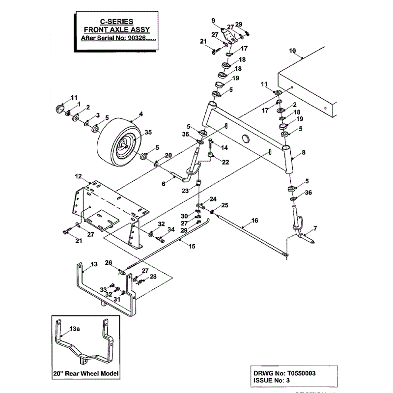 Countax C Series MK 1-2 Before 2000 Lawn Tractor  (Before 2000) Parts Diagram, Front Axle After Serial No90326