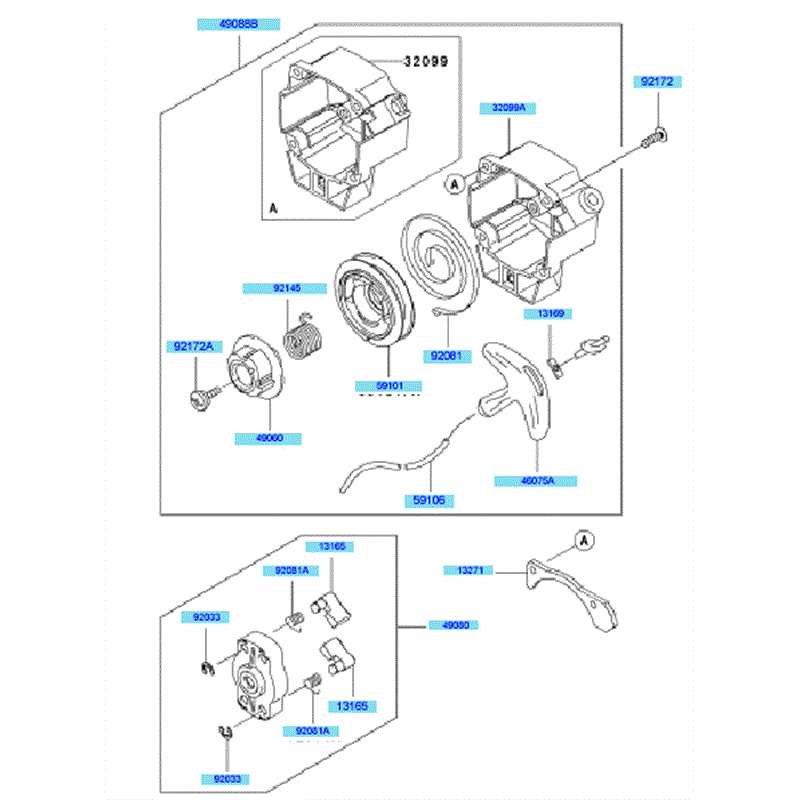 Kawasaki KRH300A (HG300B-BS50) Parts Diagram, Starter