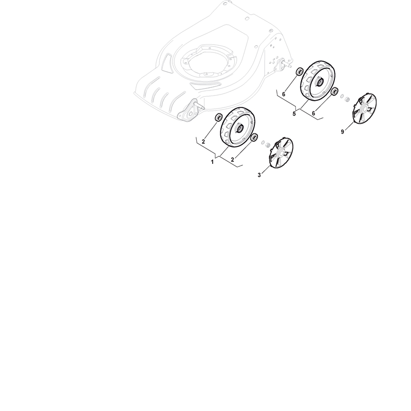 Mountfield HP46 Petrol Rotary Mower (295491048-M19 [2019]) Parts Diagram, Wheels and Hub Caps