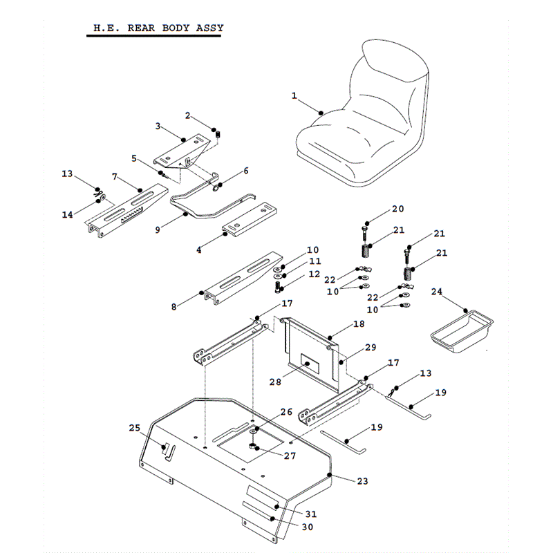 Countax K Series Lawn Tractor 1995 (1995) Parts Diagram, K18 38 HE Rear Body Panel