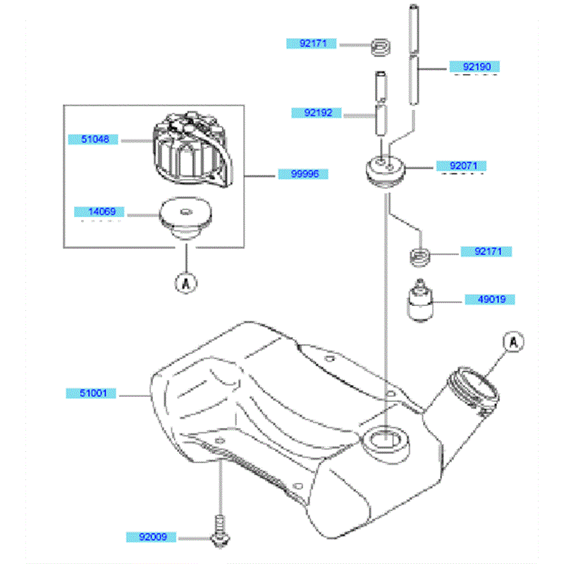 Kawasaki KBH45A  (HA045B-BS50) Parts Diagram, Fuel Tank & Fuel Valve