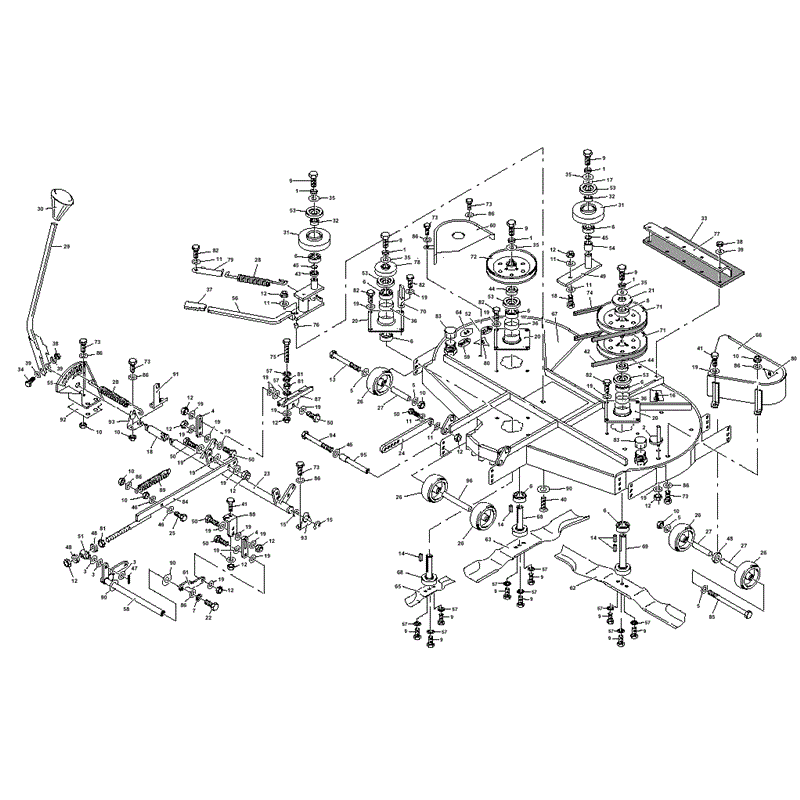 1997 S & T SERIES WESTWOOD TRACTORS (T1800H-48) Parts Diagram, 48" (122cm) Contra Rotating Cutter Deck