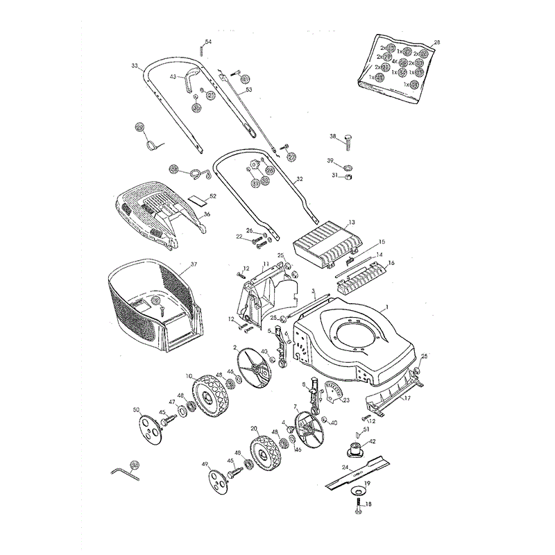 Mountfield 420HP Petrol Rotary Mower (2002) Parts Diagram, Page 1