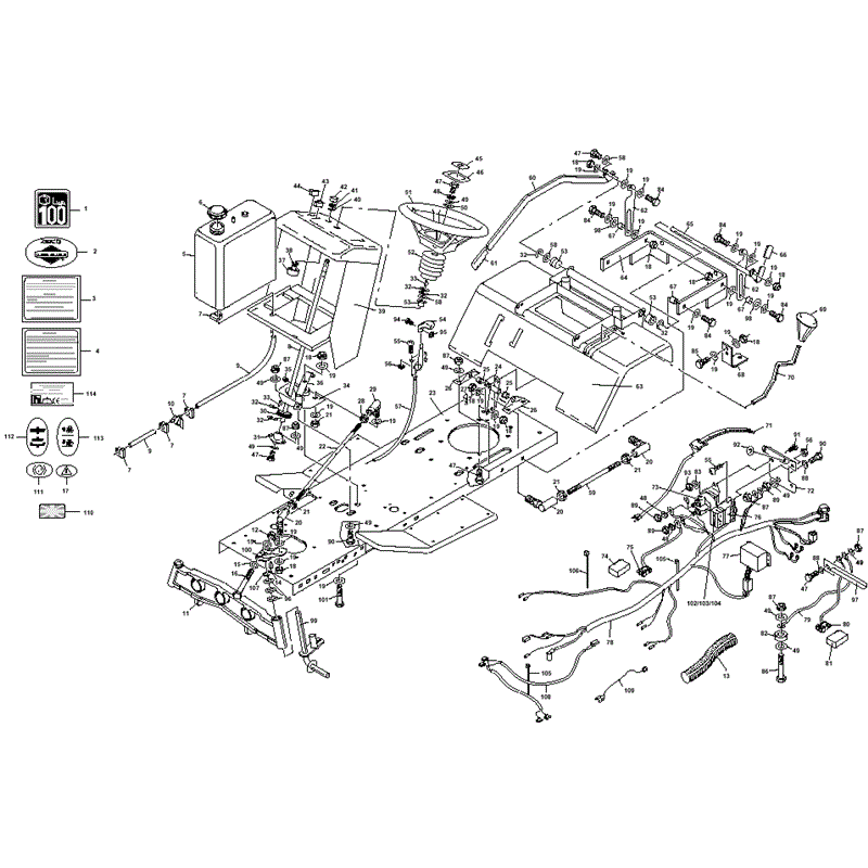 1997 S & T SERIES WESTWOOD TRACTORS (S1600H-36) Parts Diagram, Steering a Electrical Controls