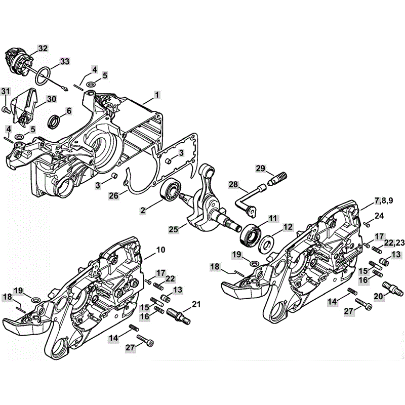 Stihl MS 362 Chainsaw (MS362 & C) Parts Diagram, Crank case