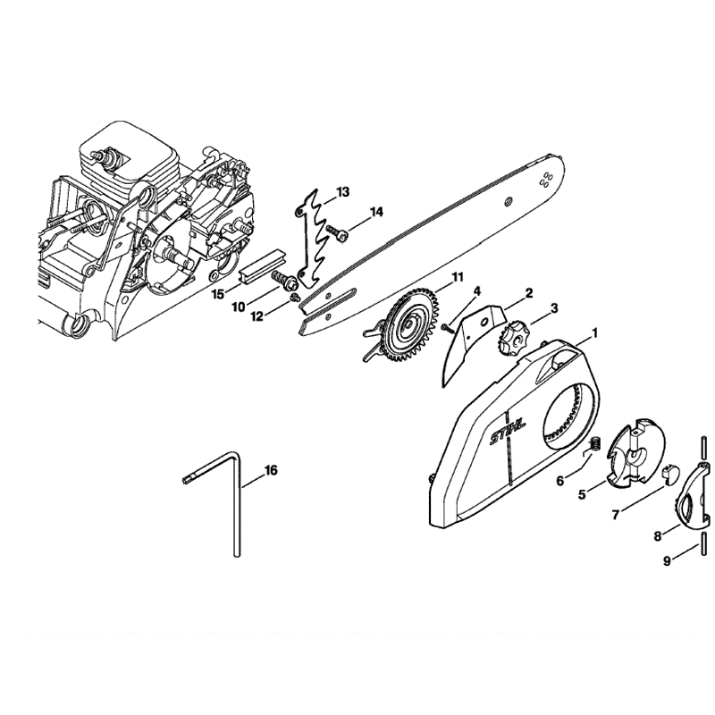 Stihl MS 170 Chainsaw (MS170Z) Parts Diagram, Quick Chain Tensioner
