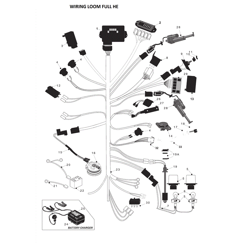 Countax C Series Honda Lawn Tractor 4WD 2006-2008 (2006 - 2008) Parts Diagram, WIRING LOOM FULL HE