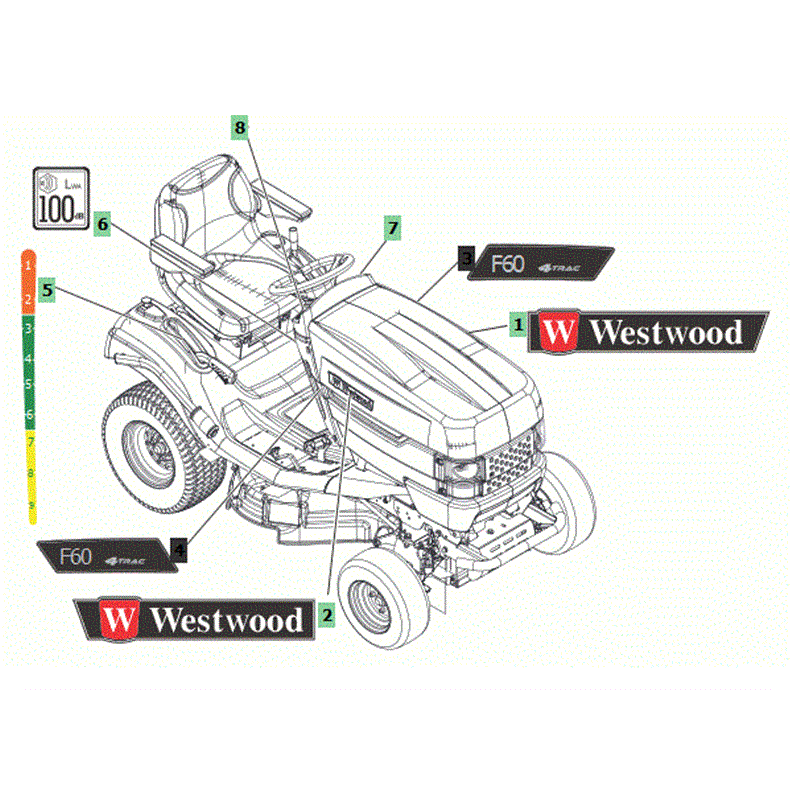 Westwood F Series 2016 Lawn Tractors (2016) Parts Diagram, DECALS F60
