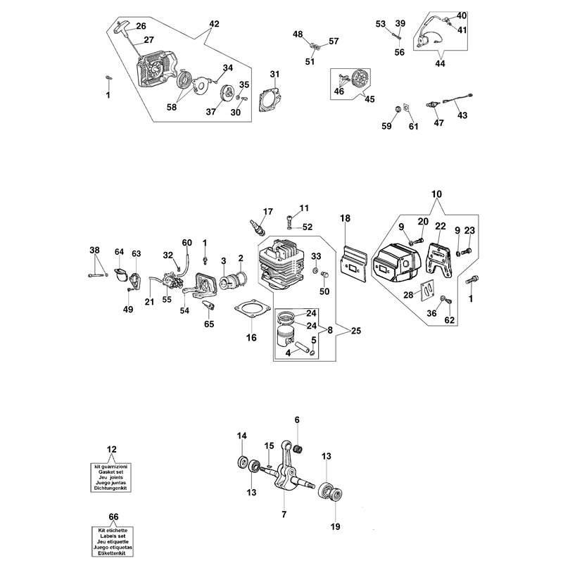 Efco 185 HD Petrol Chainsaw (185 HD) Parts Diagram, Engine