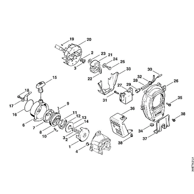 Stihl FS 65 Brushcutter (FS65) Parts Diagram, B-Rewind starter