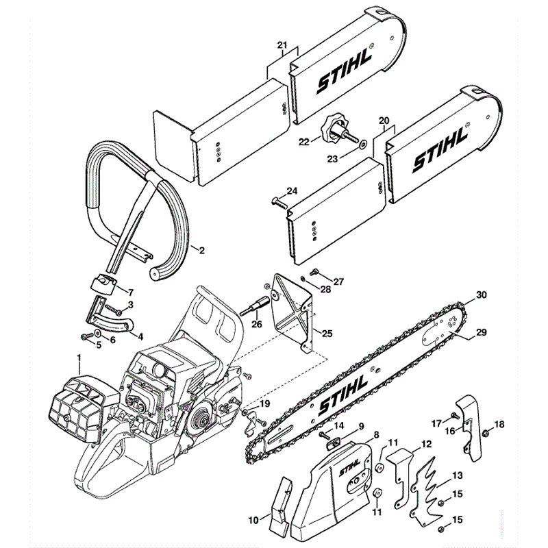 Stihl MS 440 Chainsaw (MS440 N) Parts Diagram, Conversion kit rescue saw not for USA