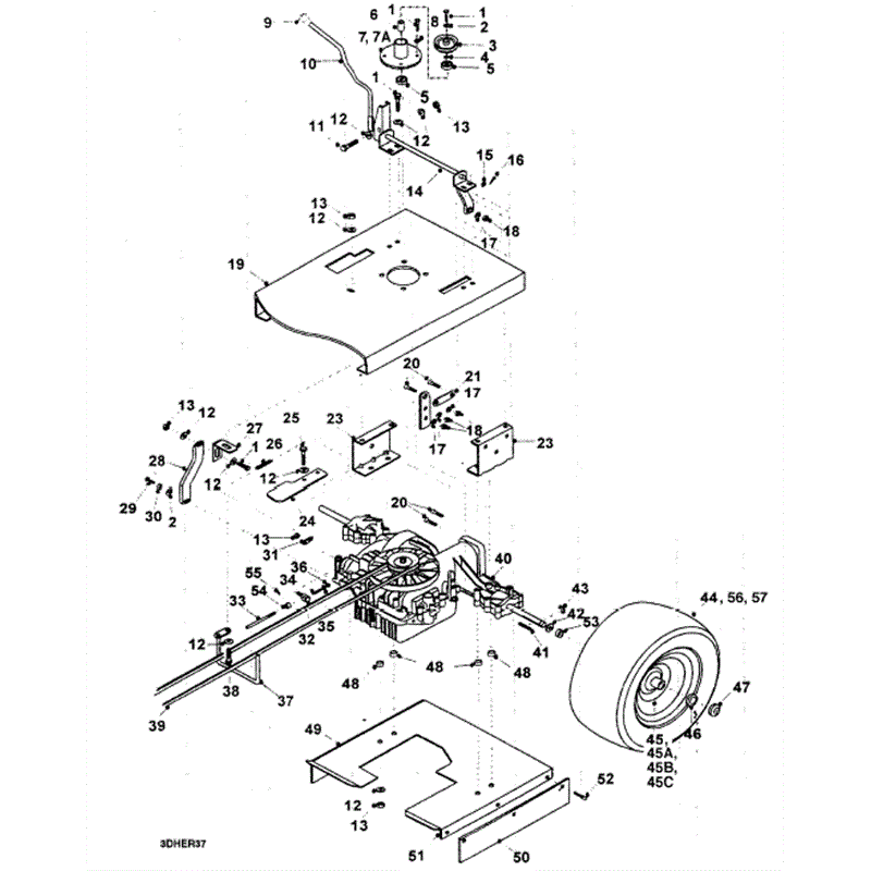 Hayter 14/38 (HY1438) Parts Diagram, Peerless Hydrostatic Transaxel Assy
