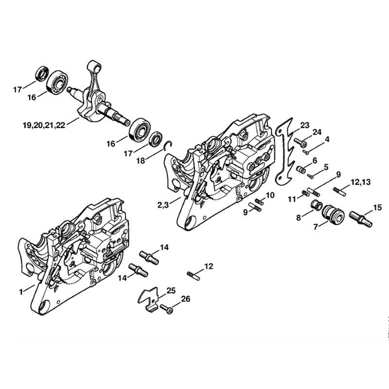 Stihl MS 270 Chainsaw (MS270 C-B) Parts Diagram, Crankcase
