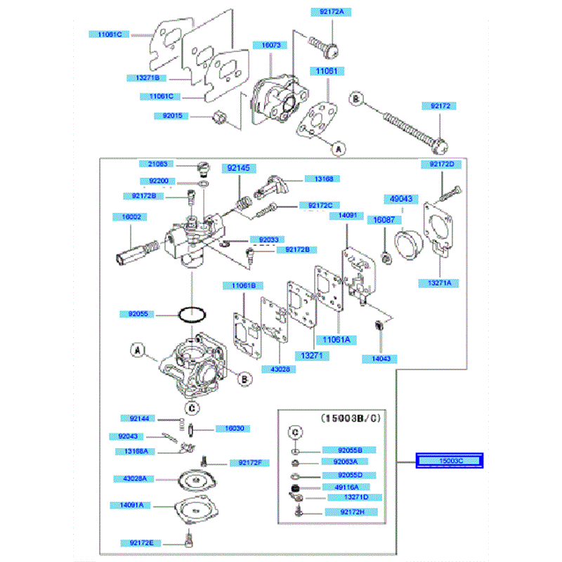 Kawasaki KBH27A  (HA027F-AS50) Parts Diagram, Carburetor