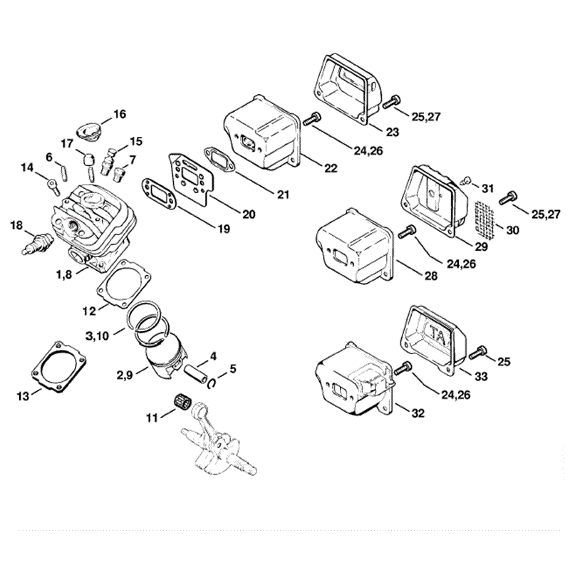 Stihl MS 260 Chainsaw (MS260 D) Parts Diagram, Cylinder