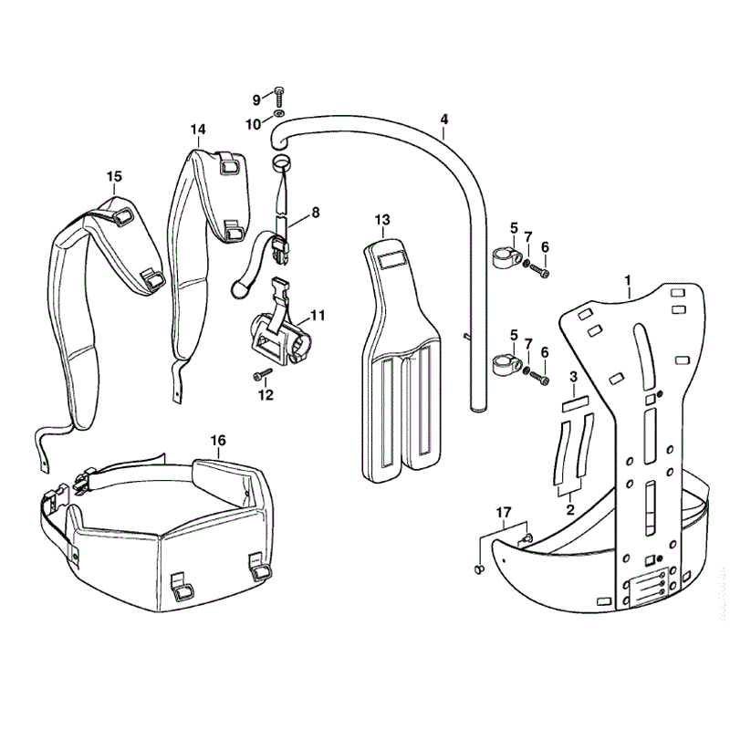 Stihl HT 131 Pole Pruner (HT131) Parts Diagram, Back Mounted Support System
