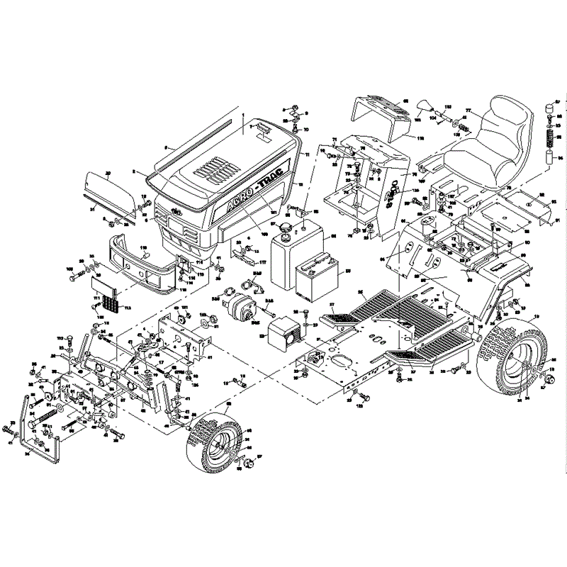 1997 S & T SERIES WESTWOOD TRACTORS (S1300-36 AGRO) Parts Diagram, Tractor Chassis and Upper Body Panels