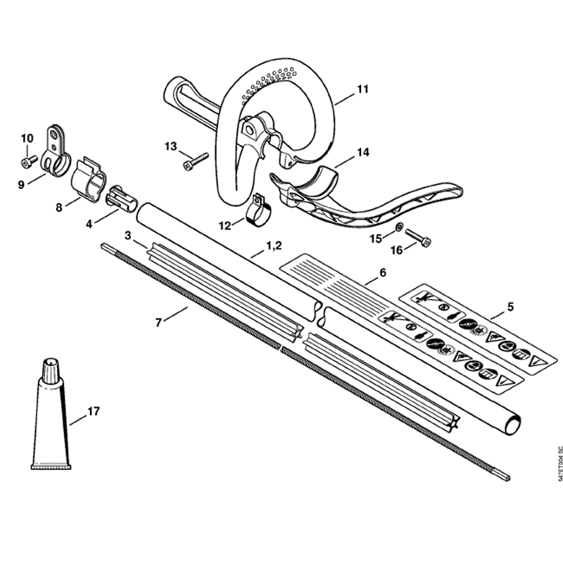 Stihl FS 55 Brushcutter (FS55RC-EDZ) Parts Diagram, Drive tube assembly, Loop handle