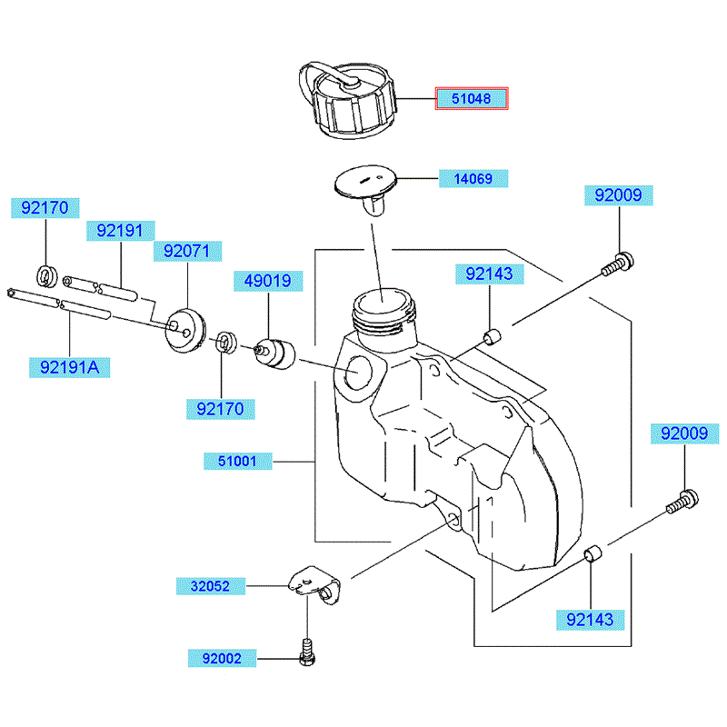 Kawasaki KHT600D (HB600D-AS50) Parts Diagram, Fuel Tank - Fuel Valve