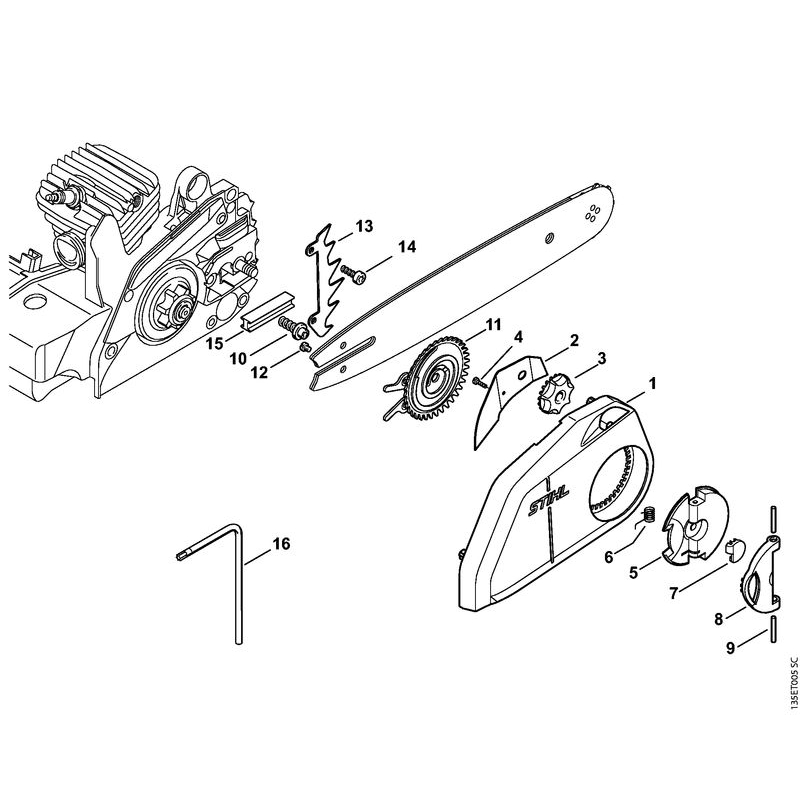 Stihl 023 Chainsaw (023) Parts Diagram, Quick tensioner parts