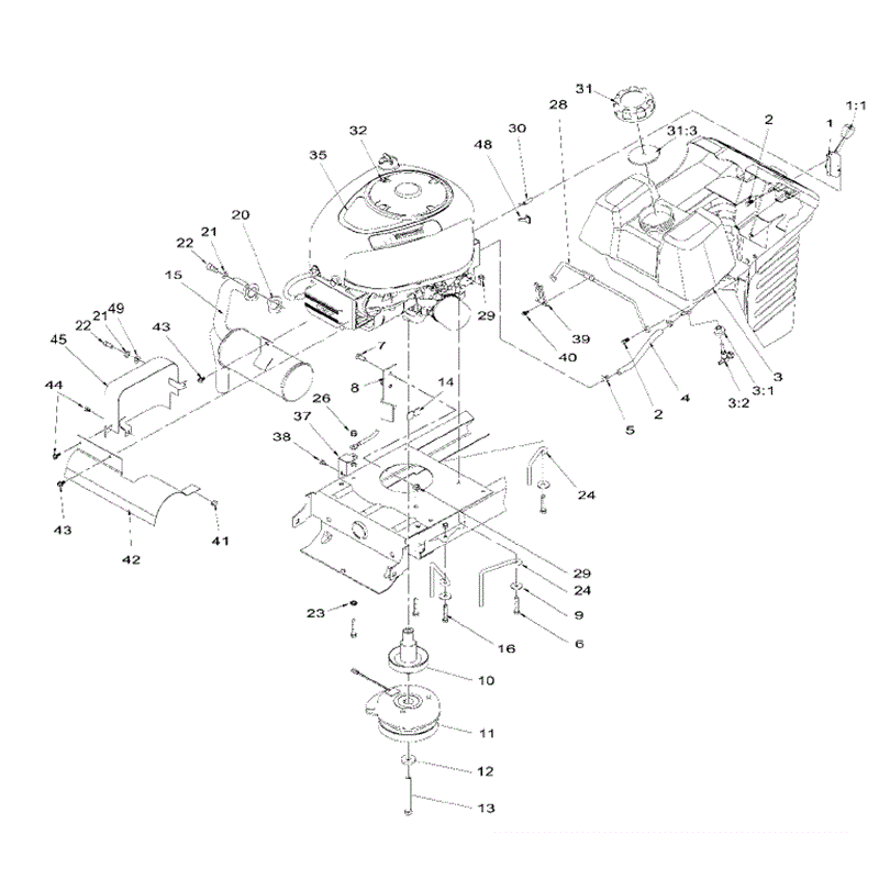 Hayter 17.5/38 Side Discharge (135E280000001 onwards) Parts Diagram, Engine Assembly