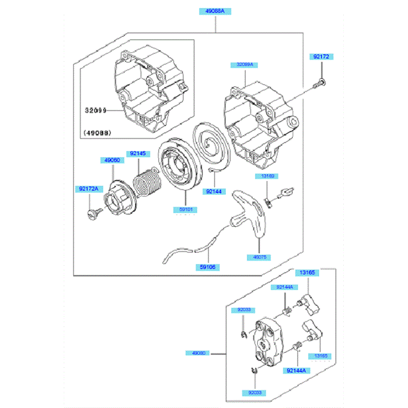 Kawasaki KBH35A  (HA035B-BS50) Parts Diagram, Starter