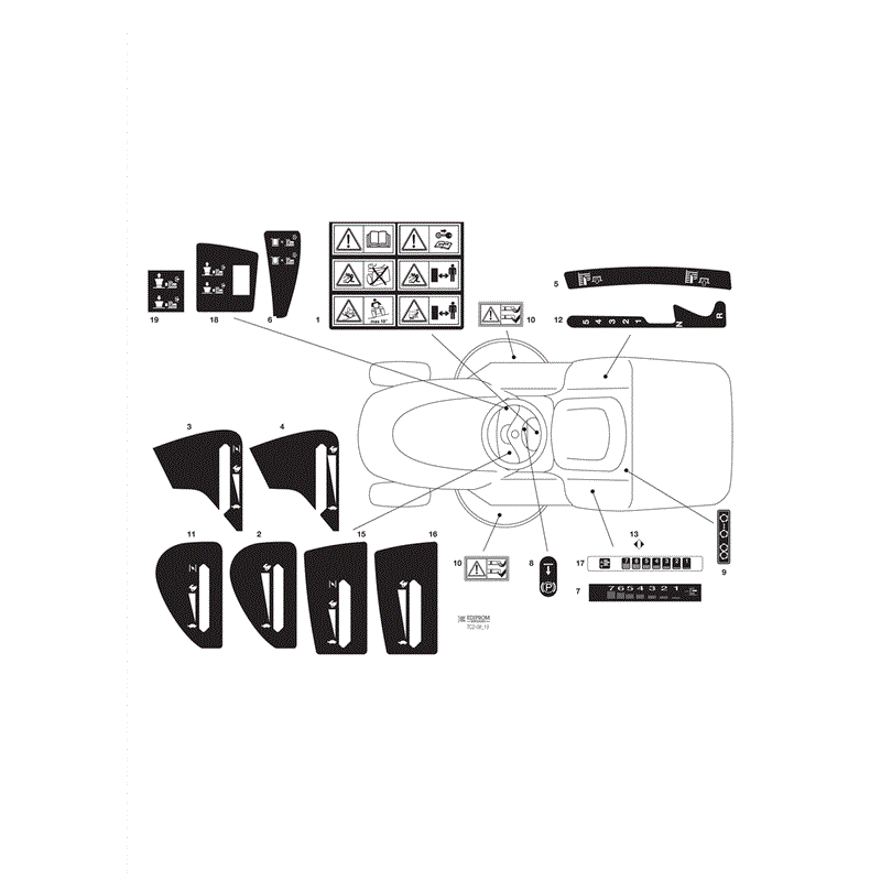 Castel / Twincut / Lawnking TCX16.5-102H (2010) Parts Diagram, Labels