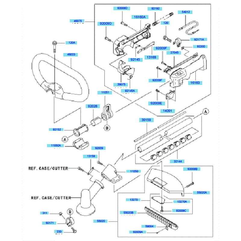 Kawasaki KBL27A (HA027G-AS51) Parts Diagram, Pipe	 Handle & Guard