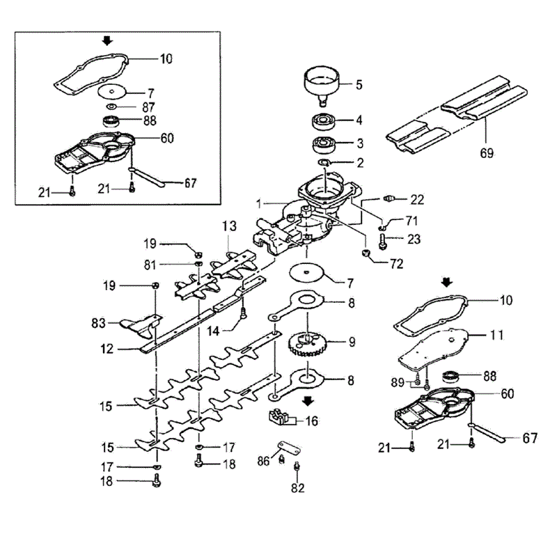 Tanaka THT-210-B (1624-H02) Parts Diagram, GEAR CASE / BLADE (SERIAL NO.Y322201-)
