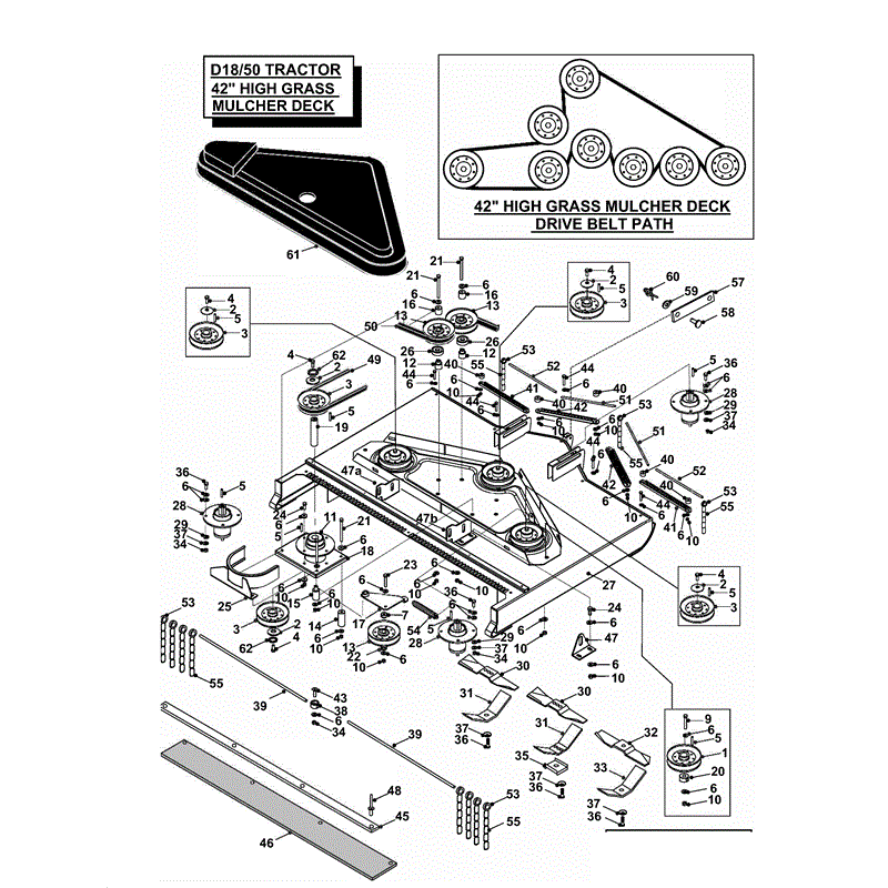 Countax D18-50 Lawn Tractor 2000 - 2003  (2000 - 2003) Parts Diagram, 42” HIGH GRASS MULCHER DECK