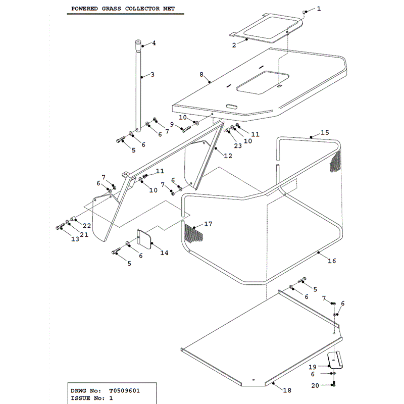 Countax K Series Lawn Tractor 1992-1994 (1992-1994) Parts Diagram, Powered Grass Collector Net
