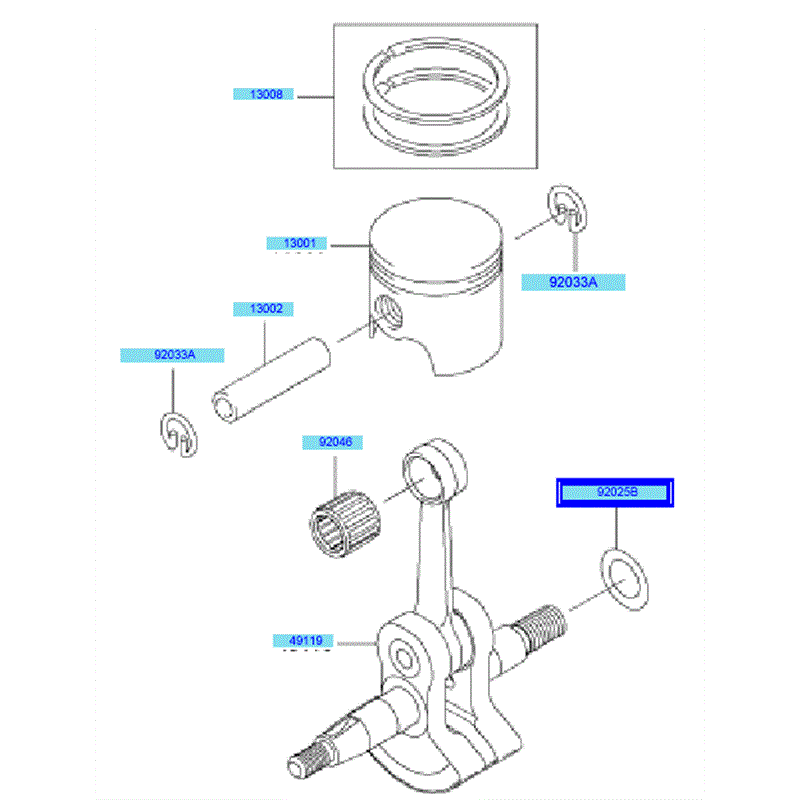 Kawasaki KBL23A (HA023G-AS51) Parts Diagram, Piston & Crankshaft
