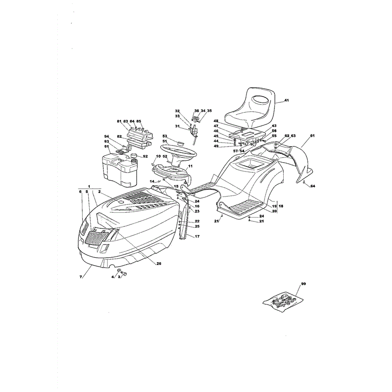 Mountfield 1438M Lawn Tractor (01-2003) Parts Diagram, Page 1