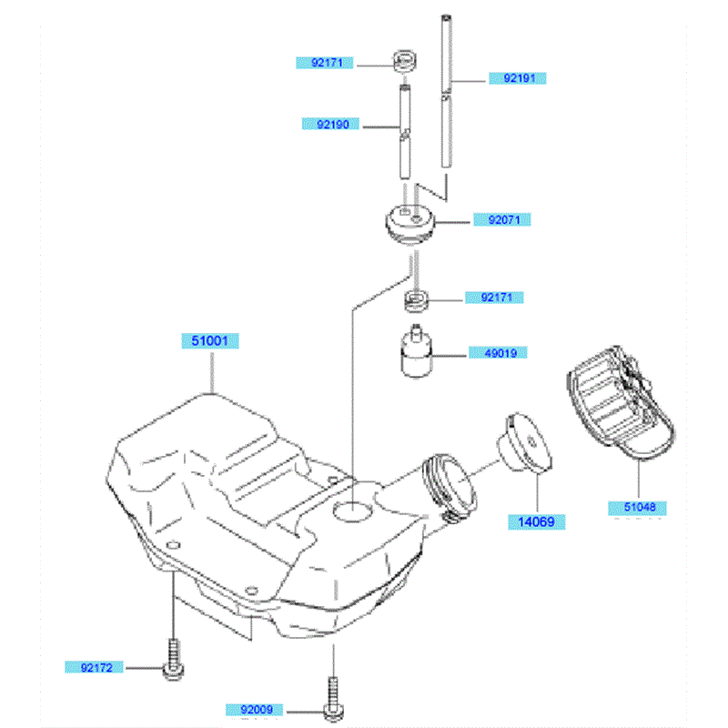 Kawasaki KBH27A  (HA027G-AS50) Parts Diagram, Fuel Tank/	 Fuel Valve