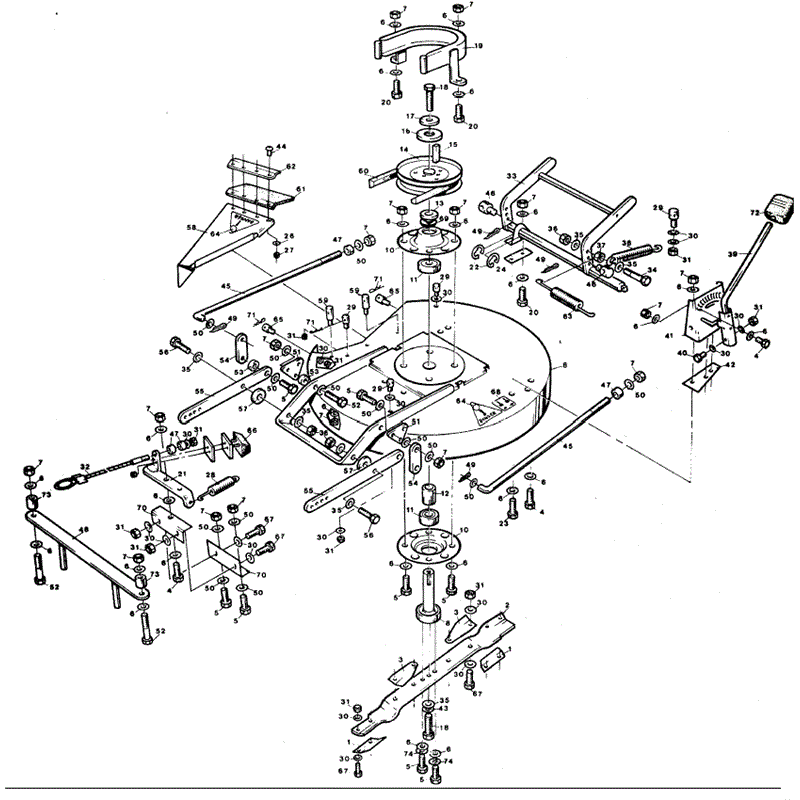 1990 S-T- D & CLIPPER SERIES WESTWOOD TRACTORS (1990) Parts Diagram, 30" side discharge cutter deck